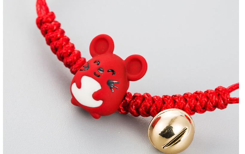 Fashion Red Natal Year Mouse Drawstring Transfer Bell Bracelet,Fashion Bracelets