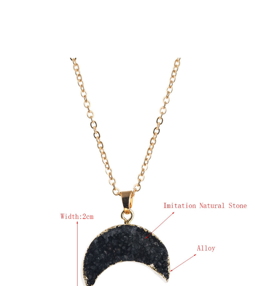 Fashion Black Moon Imitation Natural Stone Alloy Necklace,Pendants
