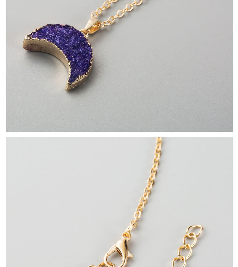 Fashion Black Moon Imitation Natural Stone Alloy Necklace,Pendants