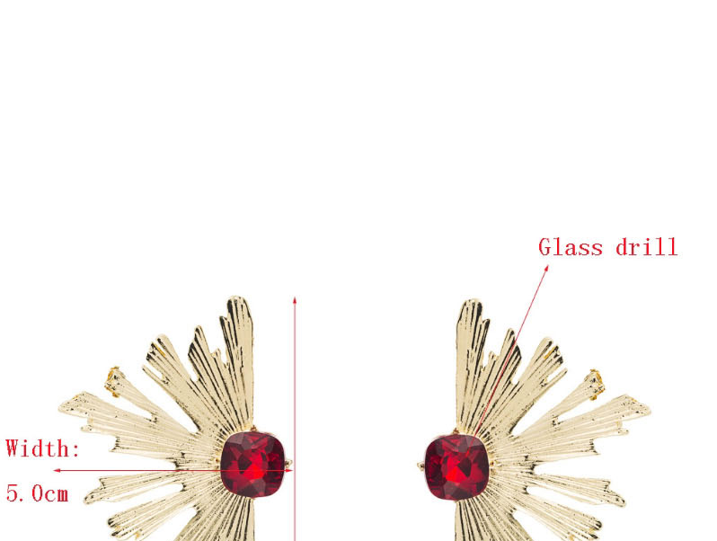 Fashion Red Alloy Irregular Scallop Earrings With Glass And Diamonds,Stud Earrings