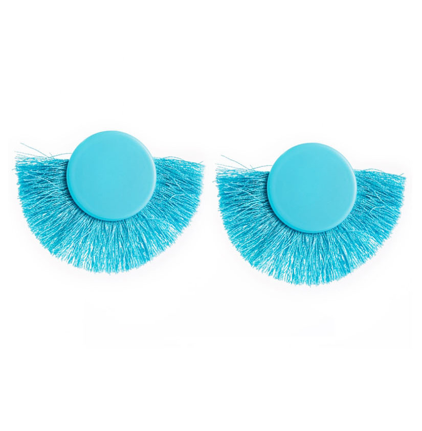 Fashion Blue Geometric Tassel Fan Earrings,Stud Earrings