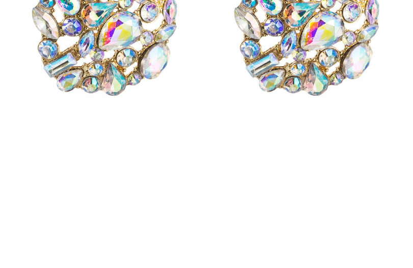 Fashion White Geometric Alloy Earrings With Fancy Diamonds,Drop Earrings
