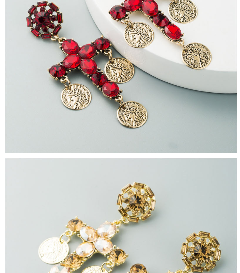 Fashion Color Pierced Cross Head Diamond Earrings,Drop Earrings