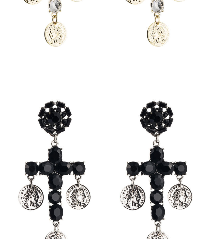 Fashion Color Pierced Cross Head Diamond Earrings,Drop Earrings