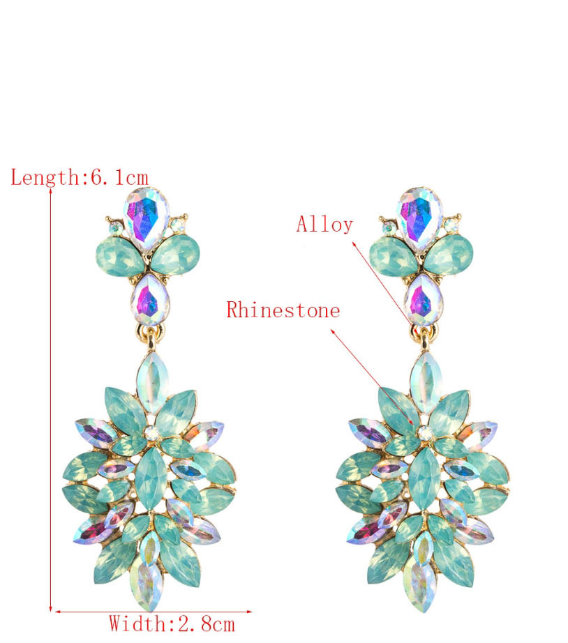 Fashion White Alloy Flower And Diamond Geometric Earrings,Drop Earrings