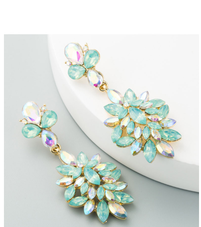 Fashion Pink Alloy Flower And Diamond Geometric Earrings,Drop Earrings