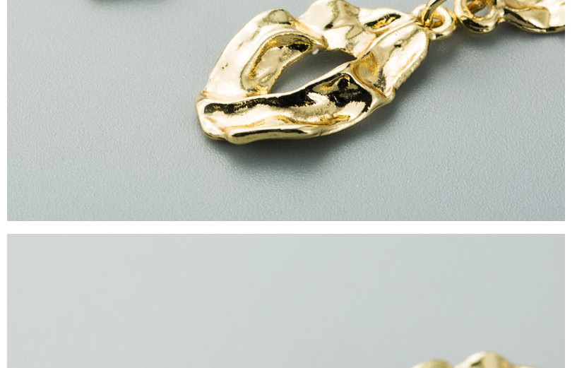Fashion Golden Asymmetric Pierced Alloy Pearl And Diamond Earrings,Drop Earrings