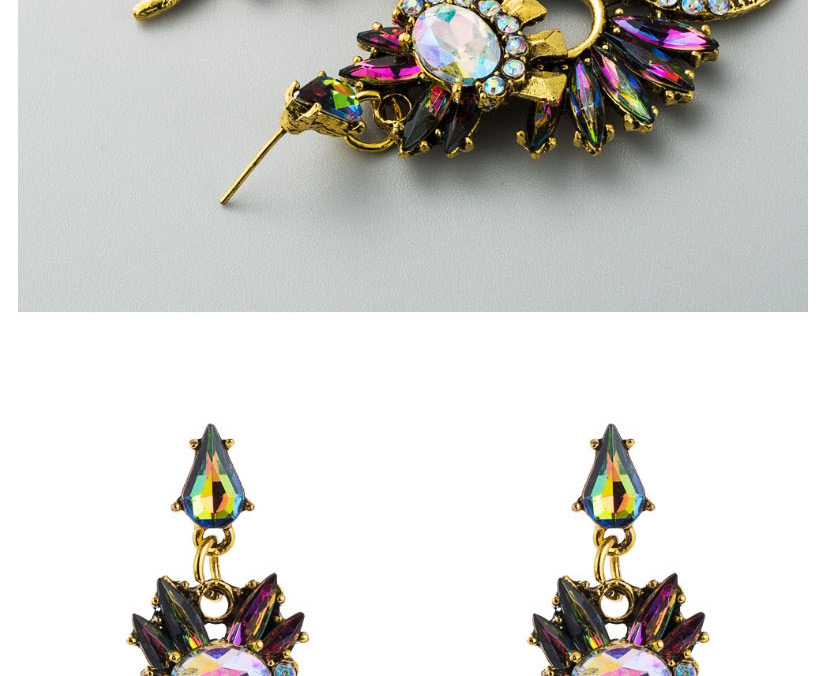 Fashion Color Irregular Cutout Moon Earrings With Diamonds,Drop Earrings
