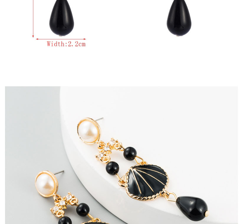 Fashion Black Shell Drip Oil-painted Pearl Earrings,Drop Earrings