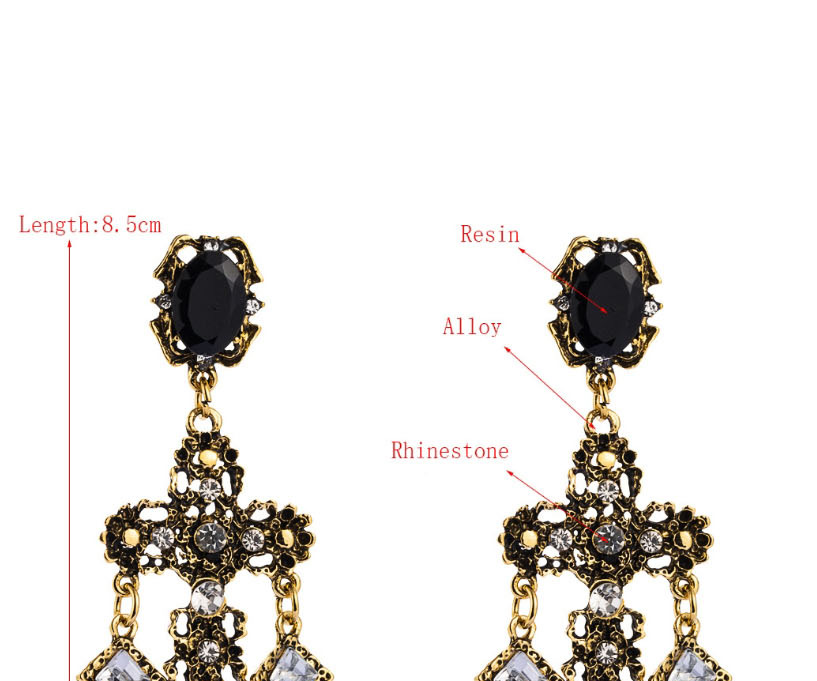 Fashion Silver Cross Alloy Earrings With Rhinestones,Drop Earrings
