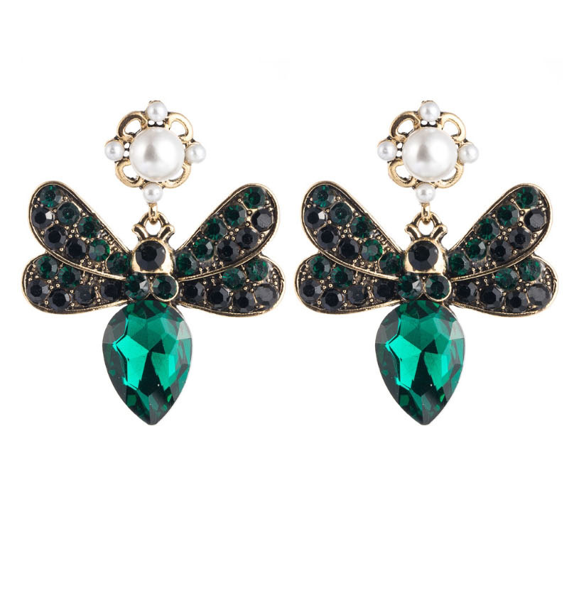 Fashion Brown Butterfly Set With Colored Rhinestone Pearl Earrings,Drop Earrings