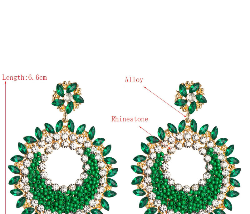 Fashion Green Round Beaded Earrings With Colored Diamonds,Drop Earrings
