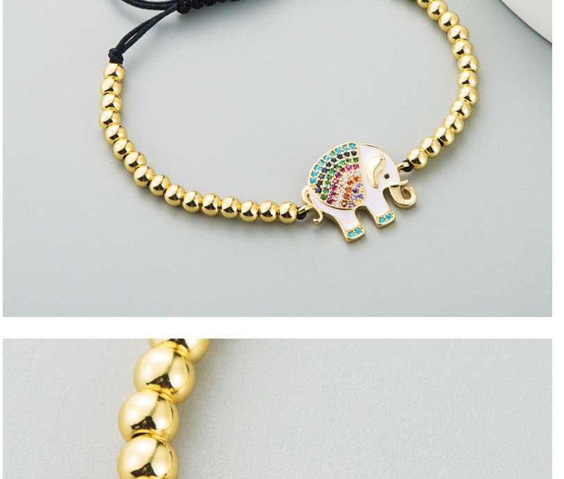Fashion Color Brass-colored Zircon Woven Elephant Pull Bracelet,Bracelets