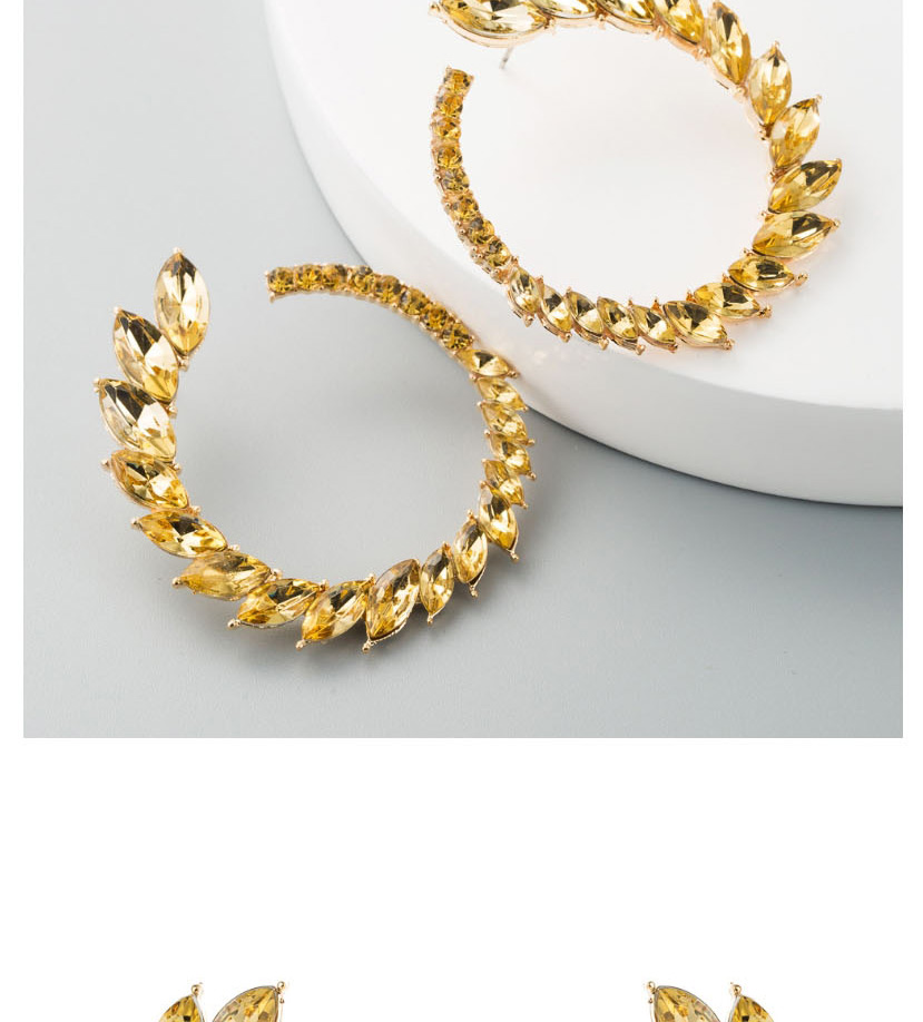 Fashion Color C-shaped Stud Earrings With Rhinestones,Stud Earrings
