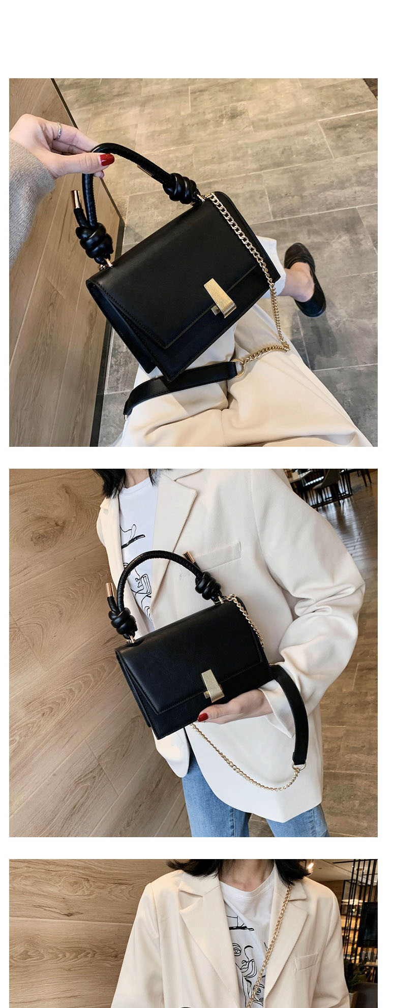 Fashion Black Chain Flap Lock Shoulder Crossbody Bag,Handbags