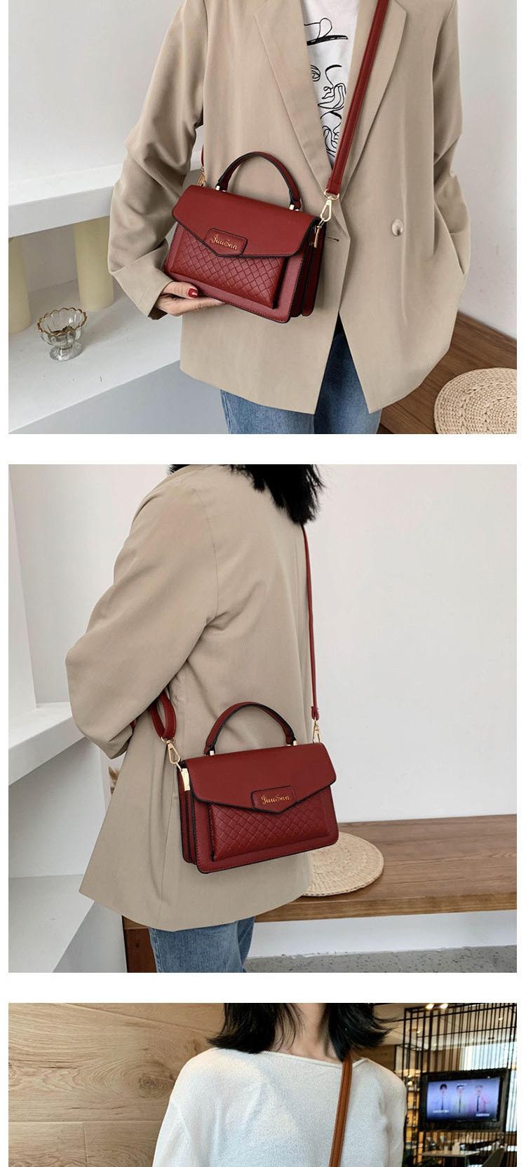 Fashion Red Bronzed Diamond Cross Body Shoulder Bag,Handbags