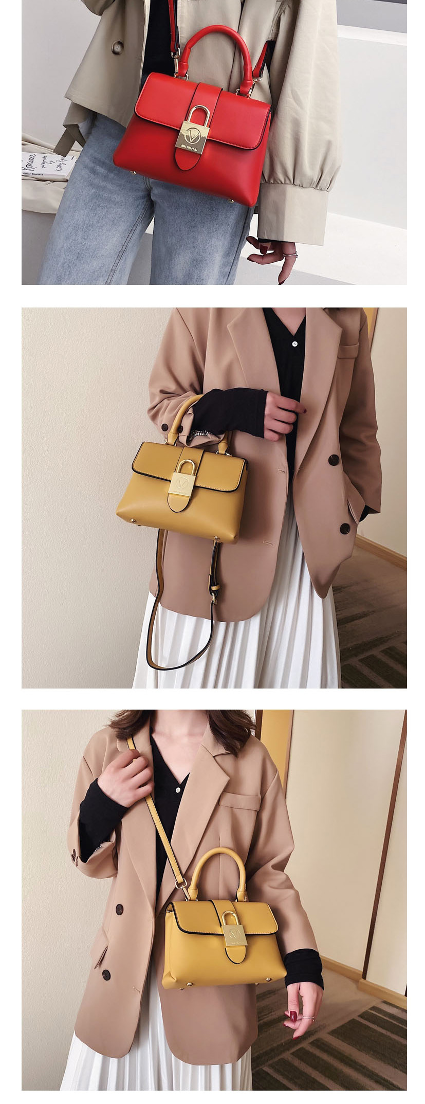 Fashion Yellow Lacquered Shoulder Crossbody Bag,Handbags