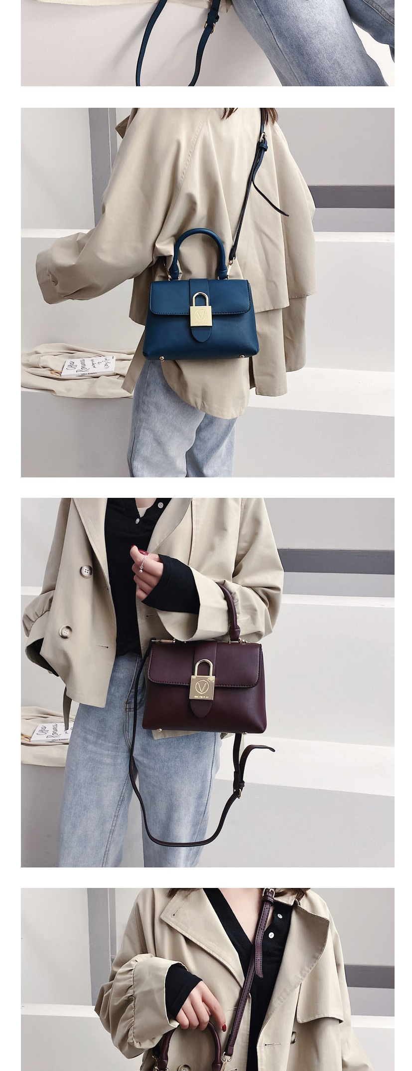 Fashion Blue Lacquered Shoulder Crossbody Bag,Handbags