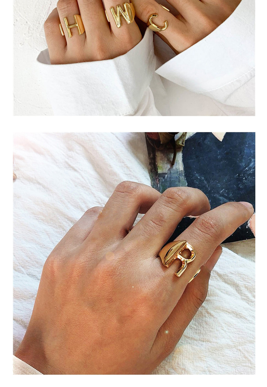 Fashion Golden R Letter Opening Adjustable Metal Ring,Fashion Rings