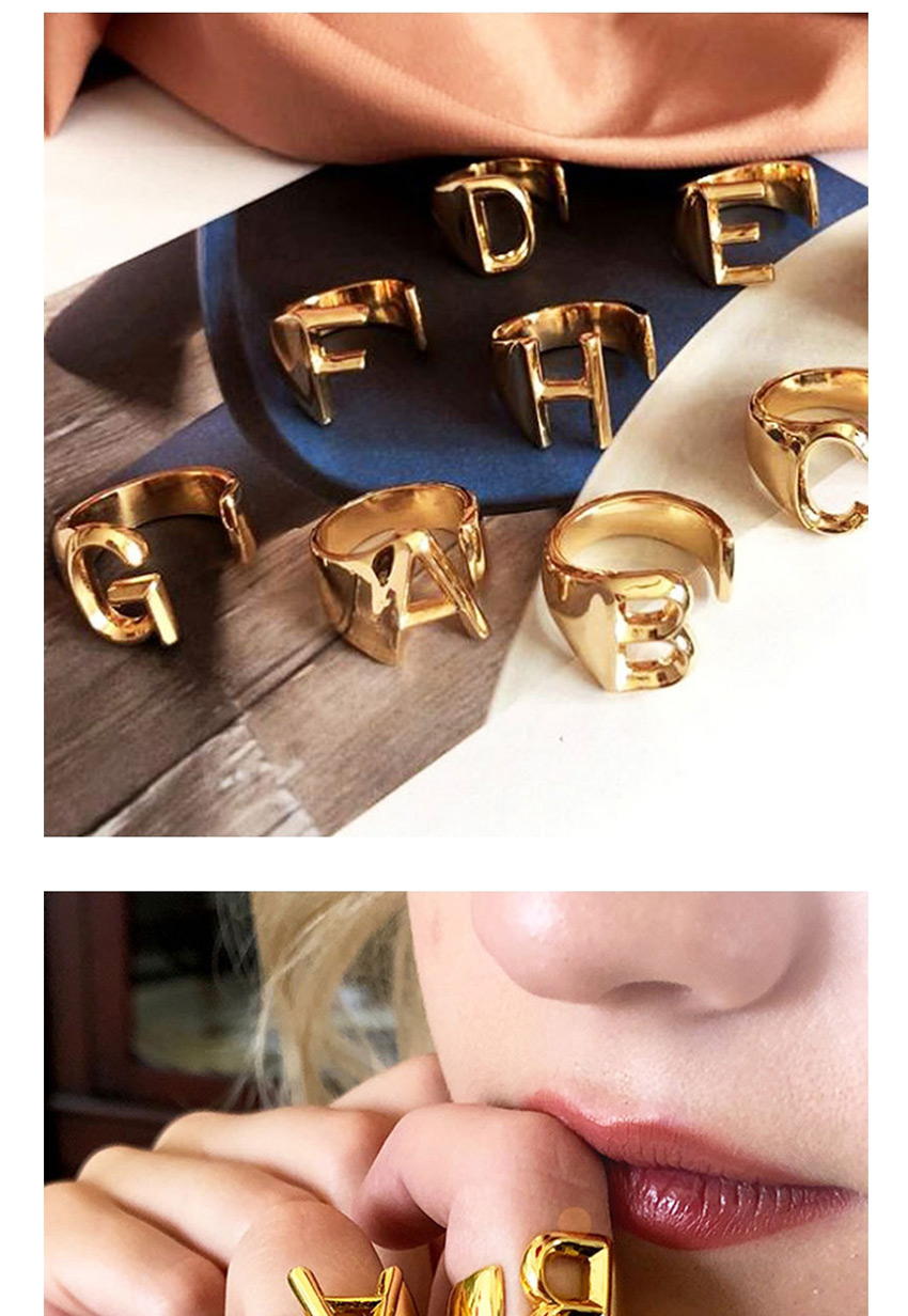 Fashion Golden H Letter Opening Adjustable Metal Ring,Fashion Rings