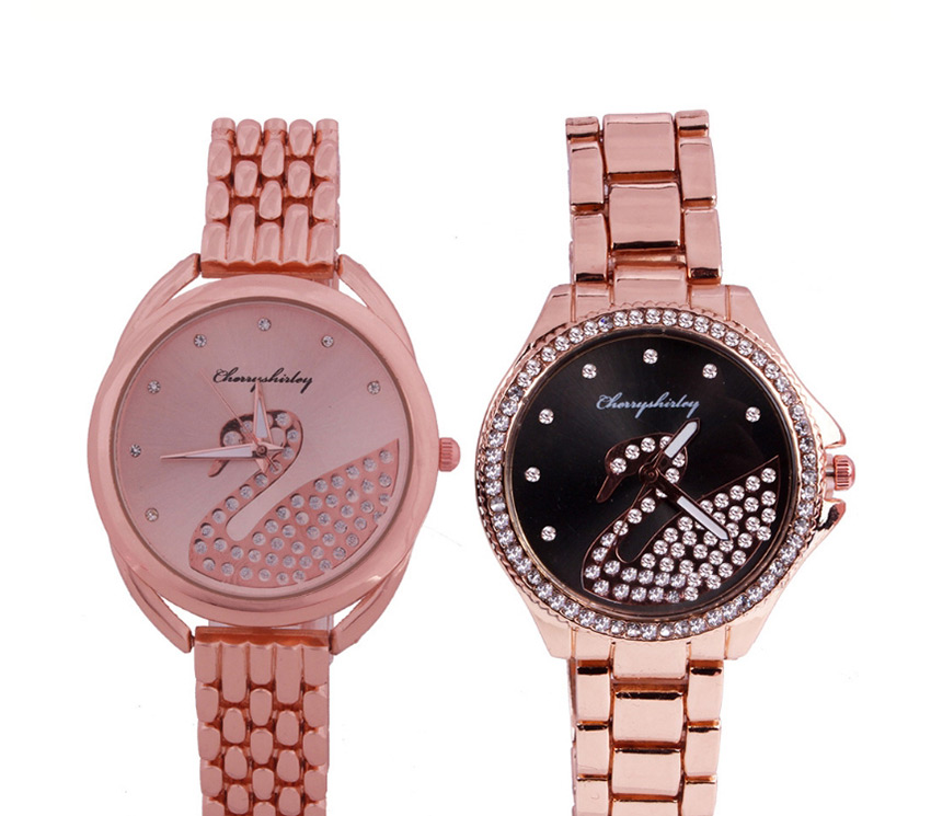 Fashion Golden Powder Swan Steel Strap Bright Starry Swan Watch,Ladies Watches