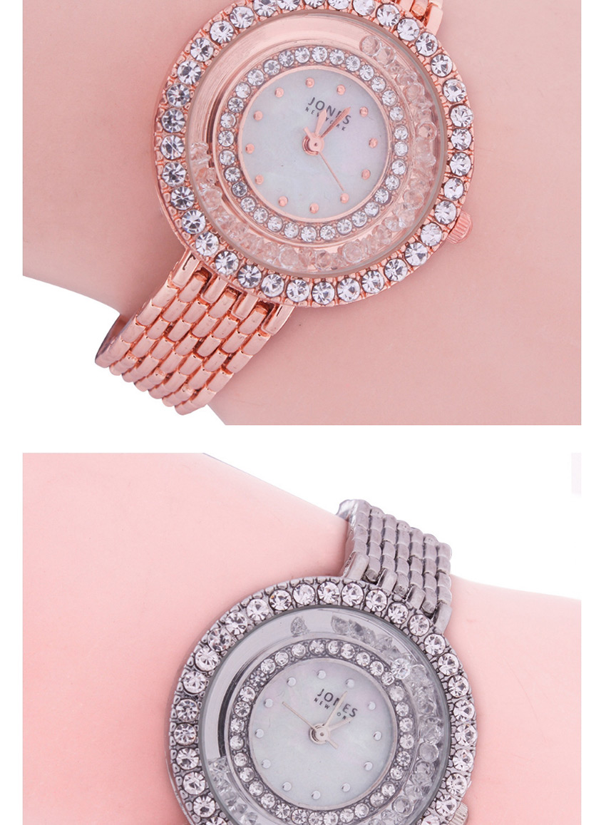 Fashion Silver Watch + Bracelet Quicksand Rhinestone Steel Band Metal Quartz Ladies Watch Bracelet Set,Ladies Watches