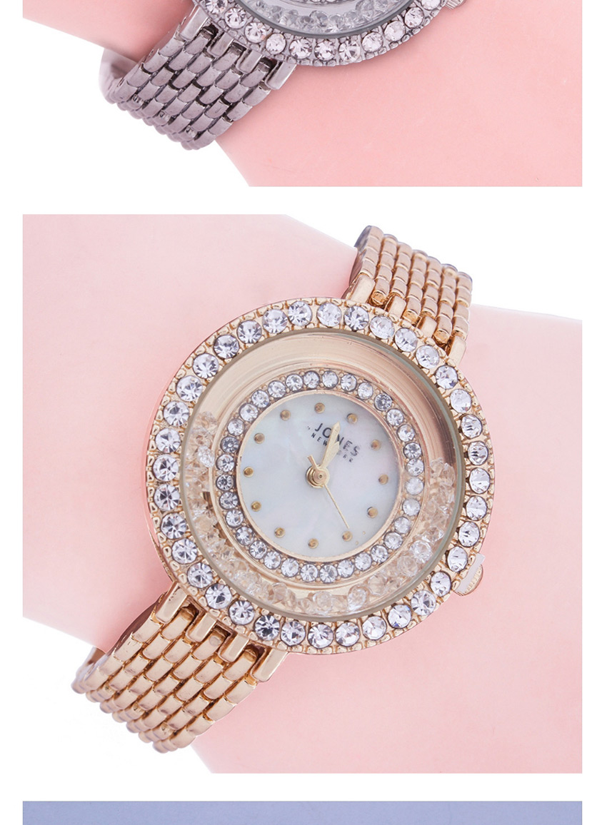 Fashion Rose Gold Watch + Bracelet Quicksand Rhinestone Steel Band Metal Quartz Ladies Watch Bracelet Set,Ladies Watches
