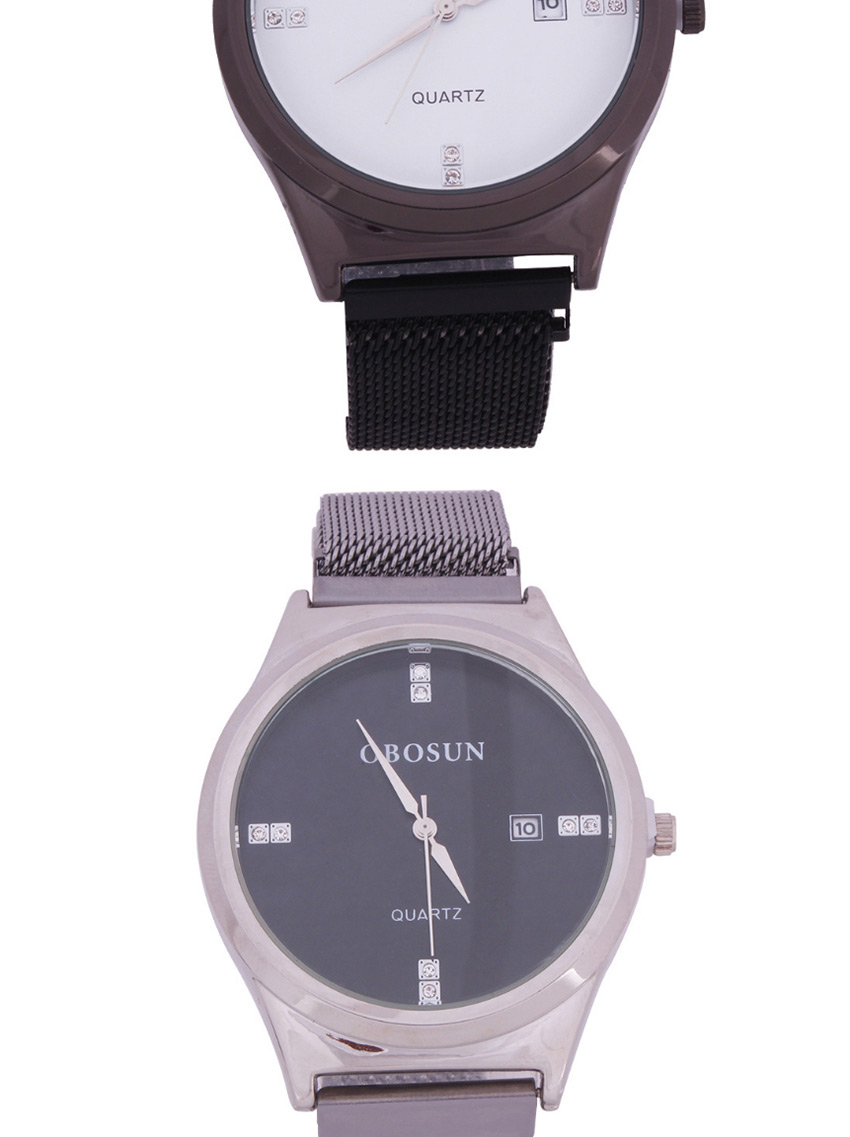 Fashion Silver Black Face Quartz Watch With Diamonds And Magnets In Milan,Men