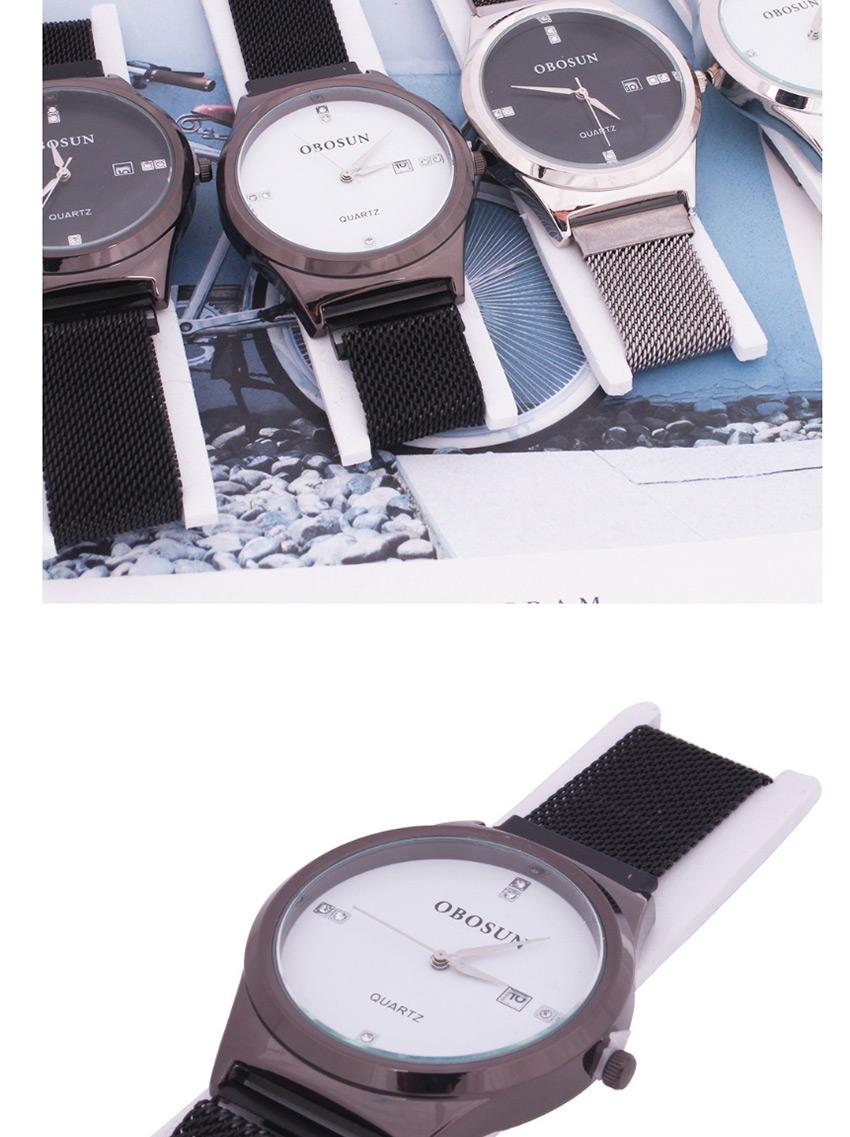 Fashion Silver Black Face Quartz Watch With Diamonds And Magnets In Milan,Men