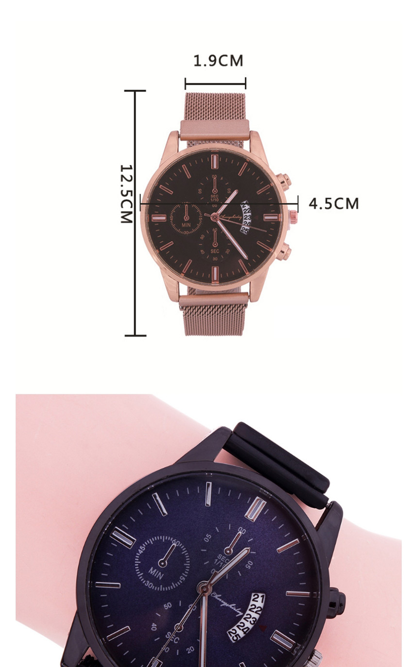 Fashion Silver Black Face Magnet Milano Quartz Watch With Calendar,Men