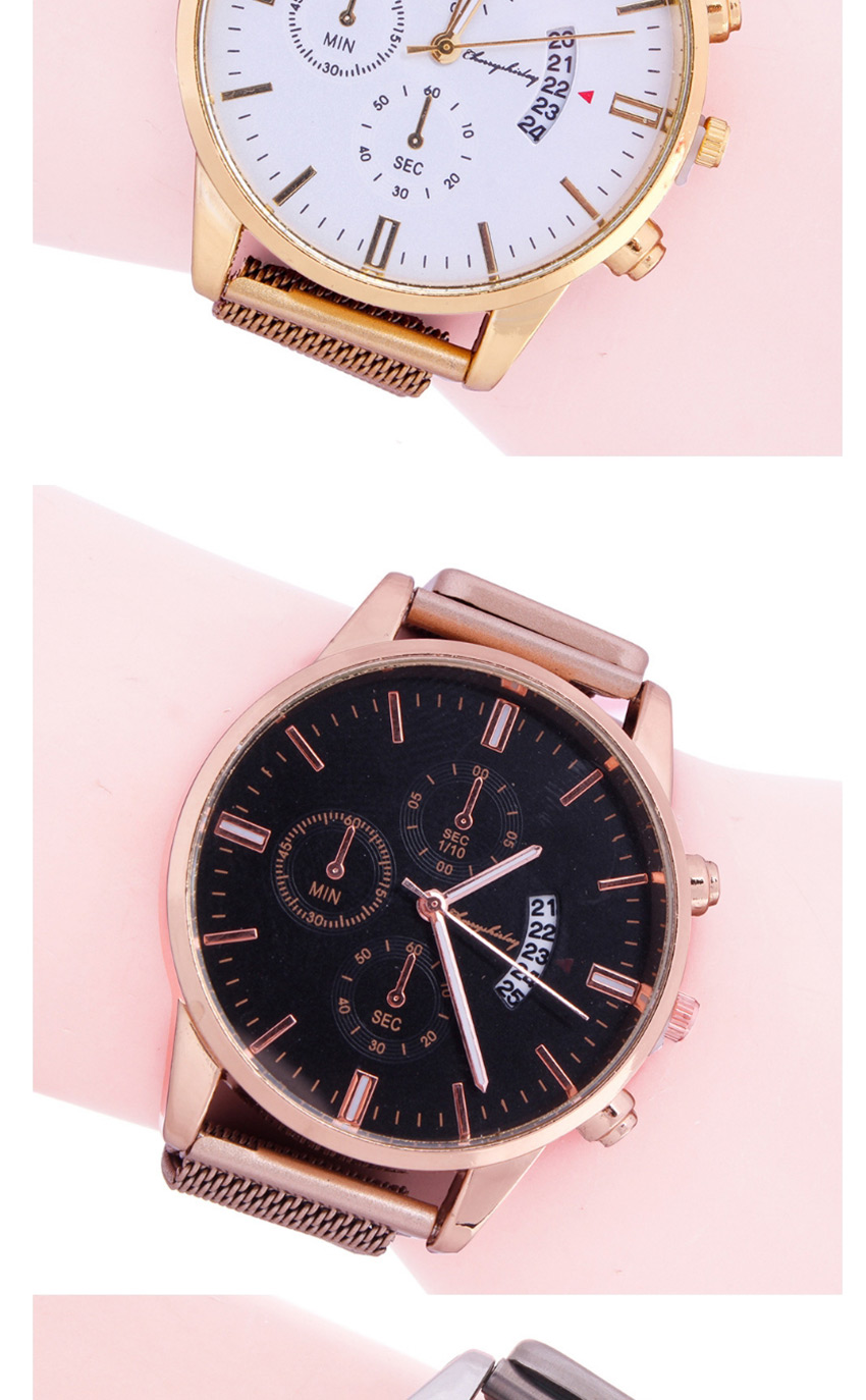 Fashion Silver White Surface Magnet Milano Quartz Watch With Calendar,Men