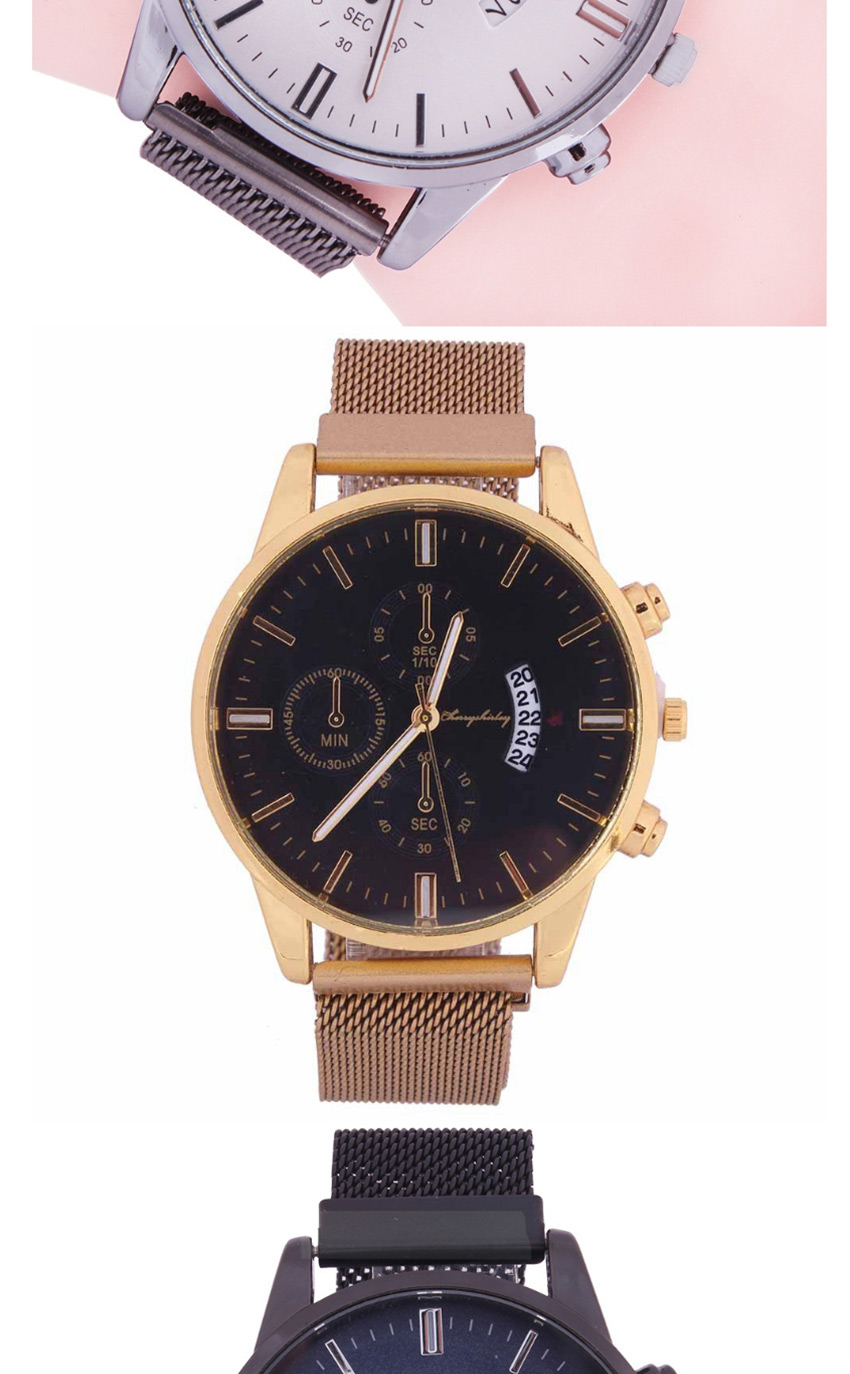 Fashion Golden Black Face Magnet Milano Quartz Watch With Calendar,Men