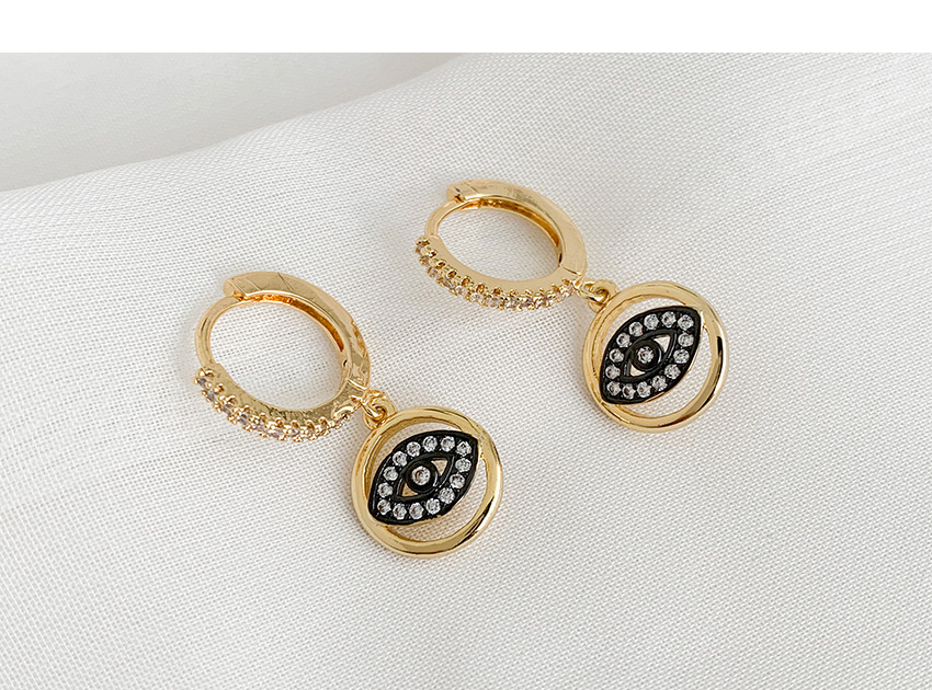 Fashion Golden Cubic Zirconia Eye Stud Earrings,Earrings