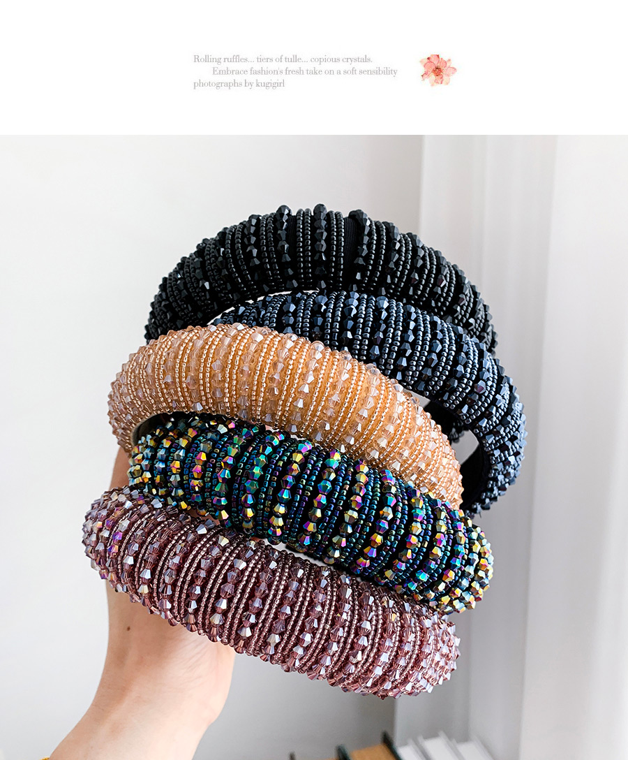 Fashion Black Resin Bead Sponge Headband,Head Band