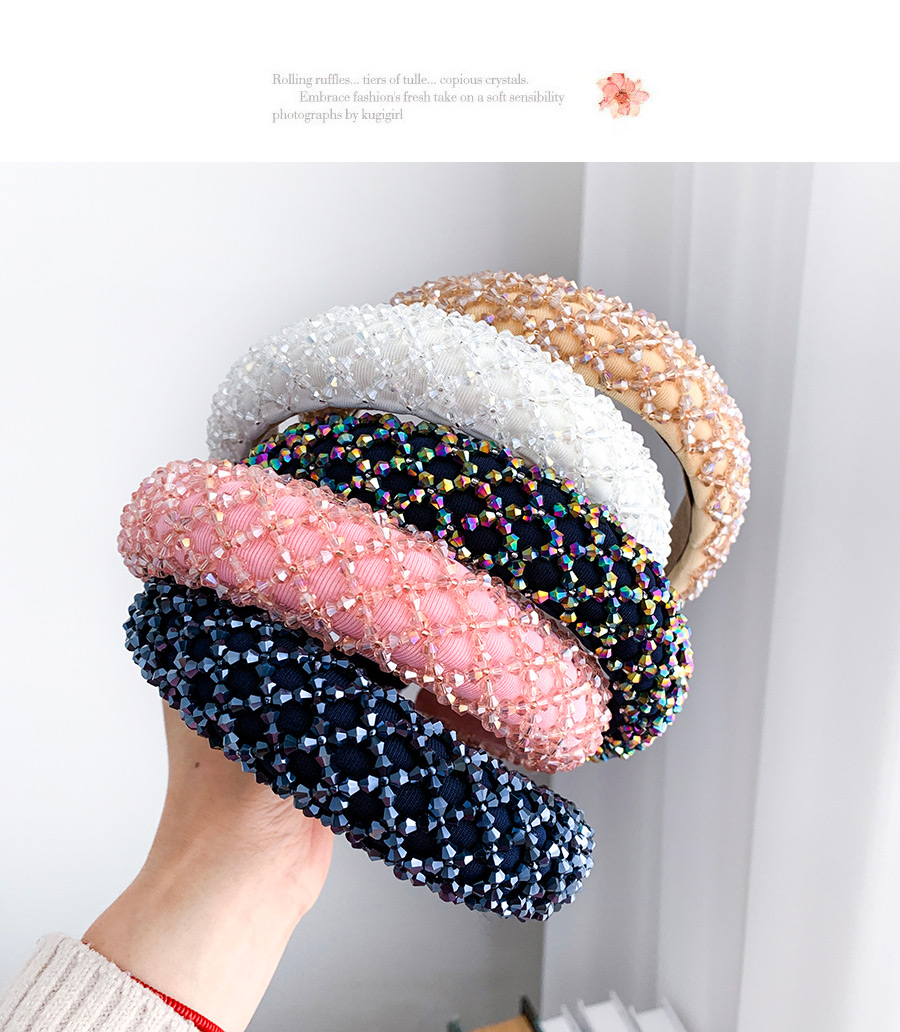 Fashion Pink Resin Bead Mesh Sponge Headband,Head Band