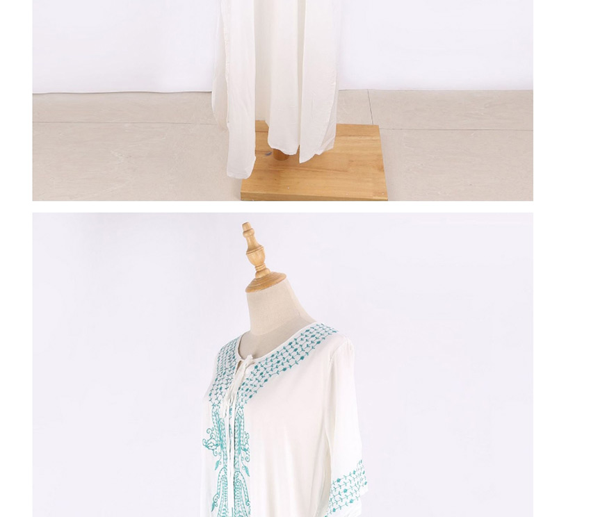 Fashion White Cotton Embroidered Plus Size Dress Sun Protection Clothing,Sunscreen Shirts