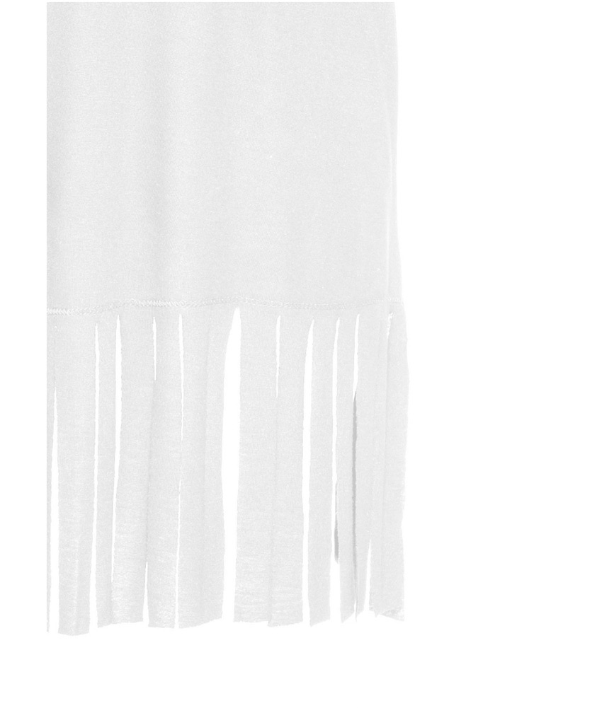 Fashion White (printing Tassel) Fringe Off Shoulder Printed Lettering Swimsuit Blouse,Sunscreen Shirts