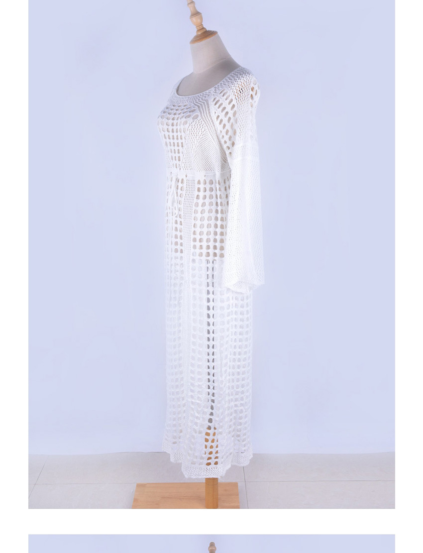 Fashion Apricot Cutout Knitted Long Sleeve Split Skirt Sun Protection Clothing,Sunscreen Shirts