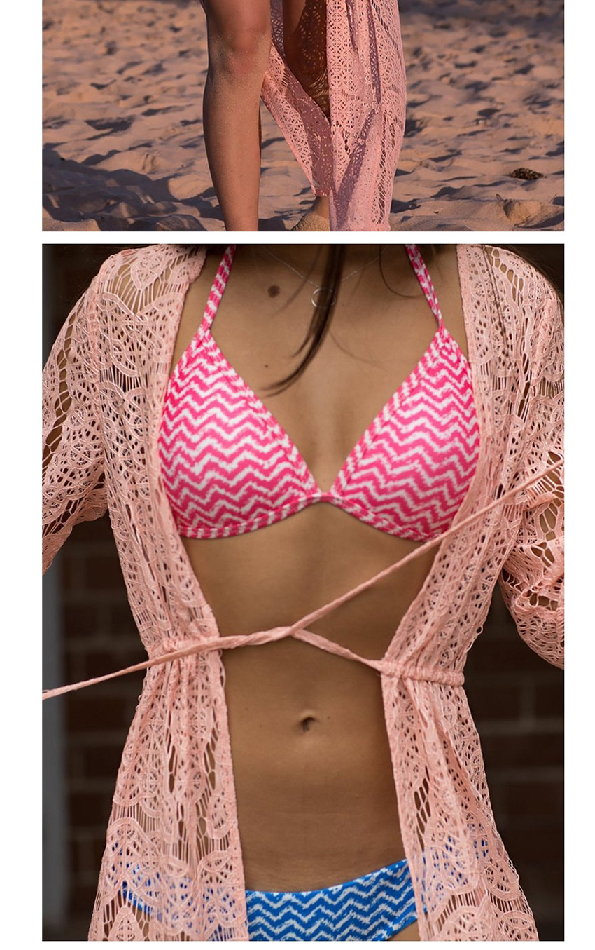 Fashion Pink Lace Cutout Sunblock Cardigan,Sunscreen Shirts