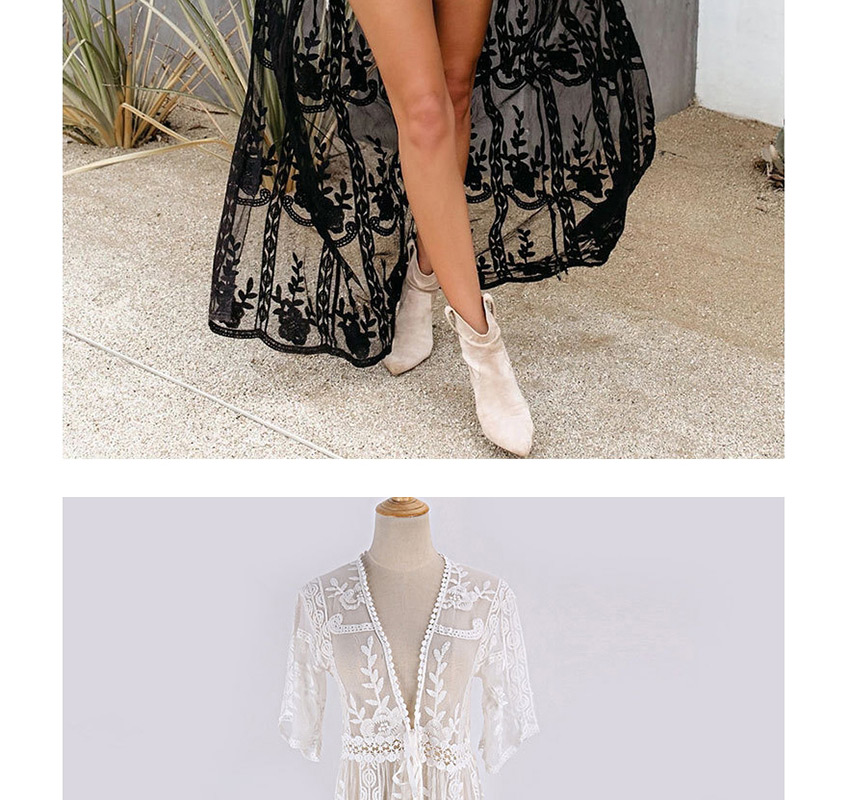 Fashion White Lace Embroidered Lace Cardigan Smock,Sunscreen Shirts