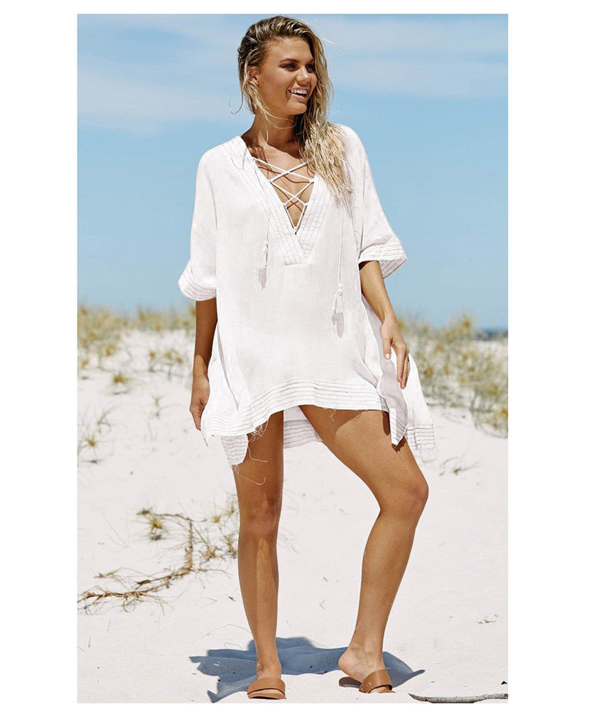 Fashion White Patterned Lanyard Plus Size Smock Sunscreen,Sunscreen Shirts
