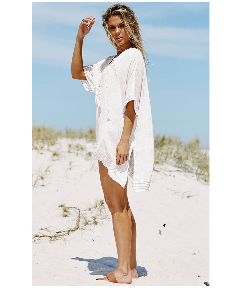 Fashion White Patterned Lanyard Plus Size Smock Sunscreen,Sunscreen Shirts