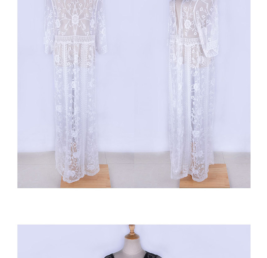 Fashion White Mid-length Shawl Lace Sun Protection Clothing,Sunscreen Shirts