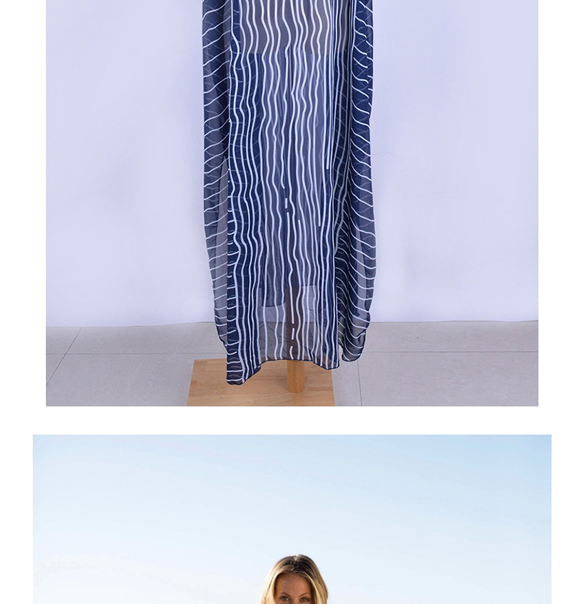 Fashion Striped Robe Chiffon Striped Sunscreen Maxi Dress,Sunscreen Shirts