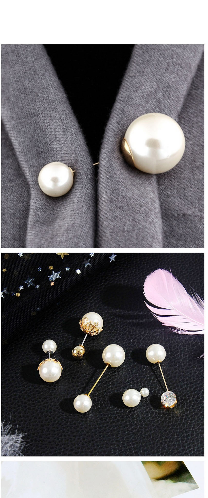 Fashion Red Pearl Alloy Zircon Double Headed Pearl Brooch,Korean Brooches