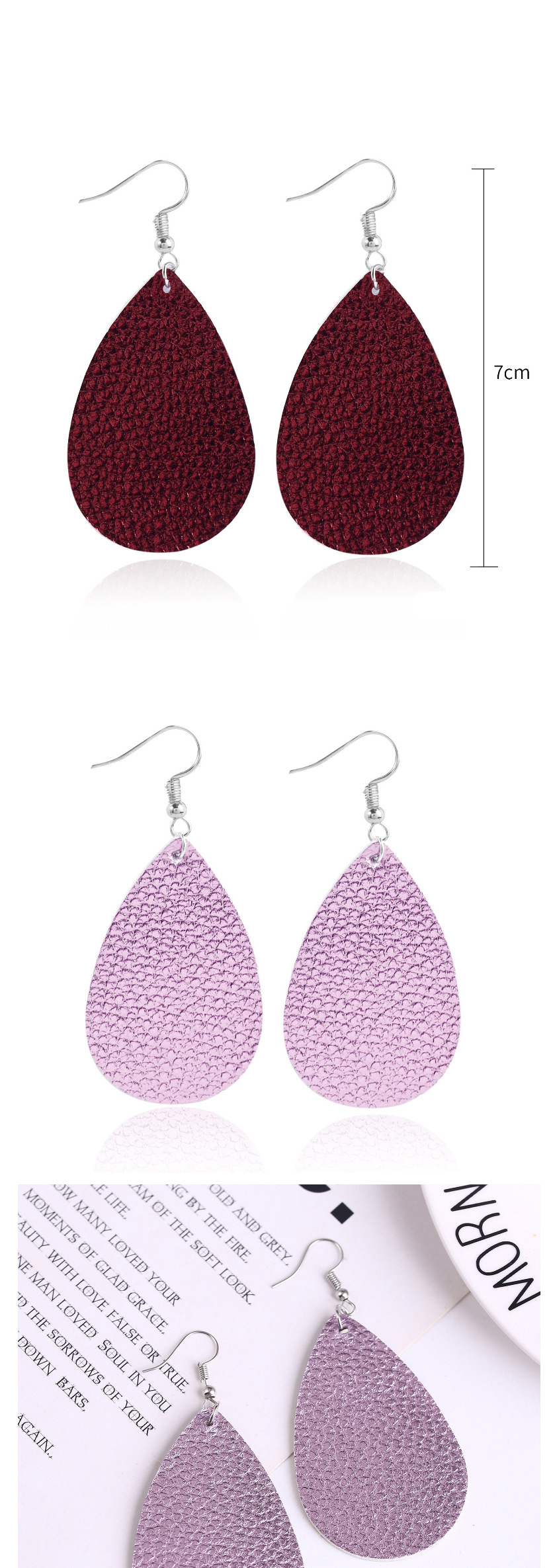 Fashion Purple Drop Shaped Pu Leather Earrings,Drop Earrings