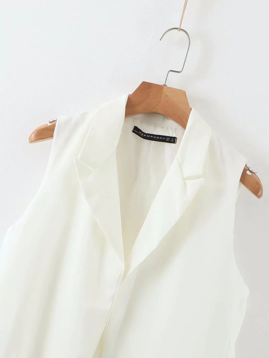 Fashion White Slit Suit Vest With Belt,Coat-Jacket