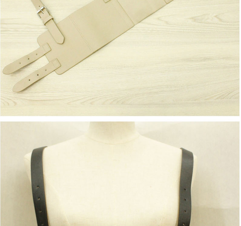 Fashion Creamy-white Double Buckle Belt Buckle Belt Waist Wide Strap Belt,Wide belts