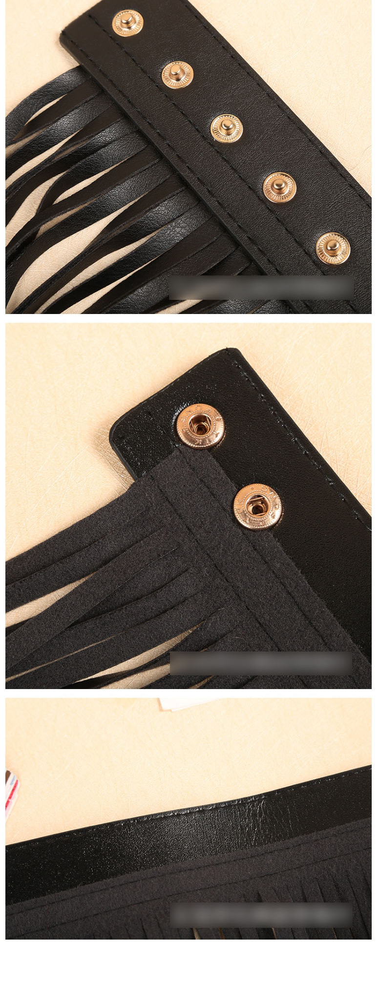Fashion Black Bottom Tassel Tassel 75cm Fringe Skirt Studded Long Waist Belt,Wide belts