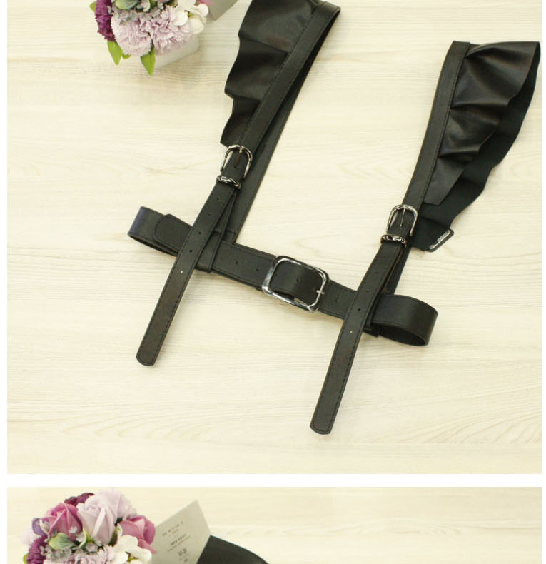 Fashion Black Shoulder Lace Straps Pu Waist Seal Pin Buckle Belt,Wide belts